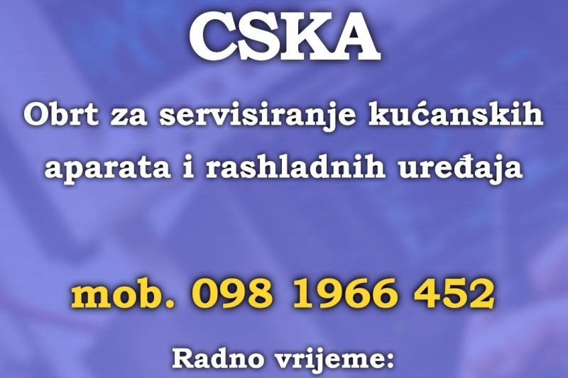 CSKA, obrt za servisiranje kućanskih aparata i rashladnih uređaja